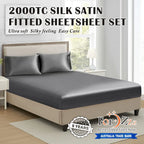 Hotel 2200TC Art Silk Satin fitted Pillowcases Sheet Set