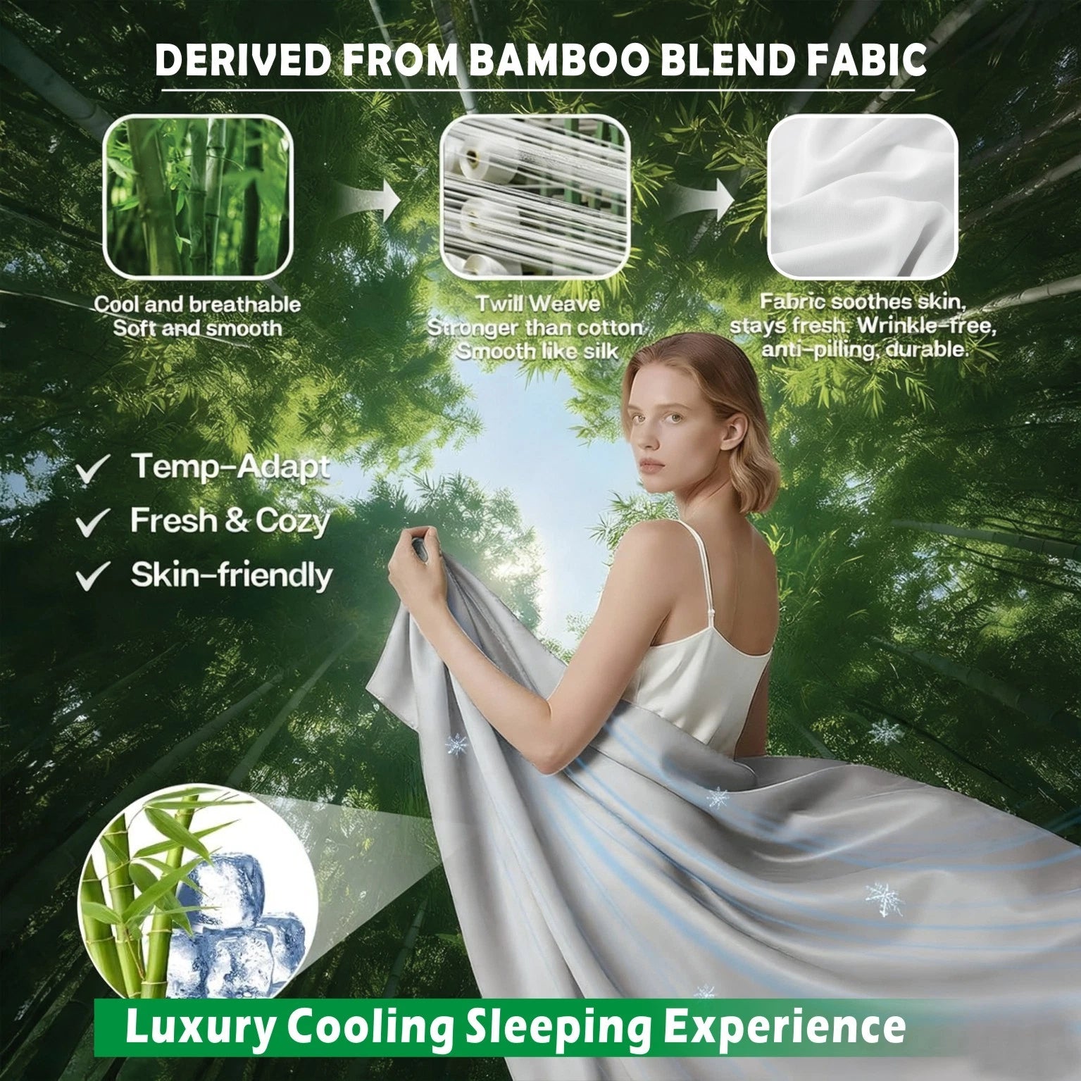2200TC Cooling Bamboo 4 Pieces Blend Sheet Set