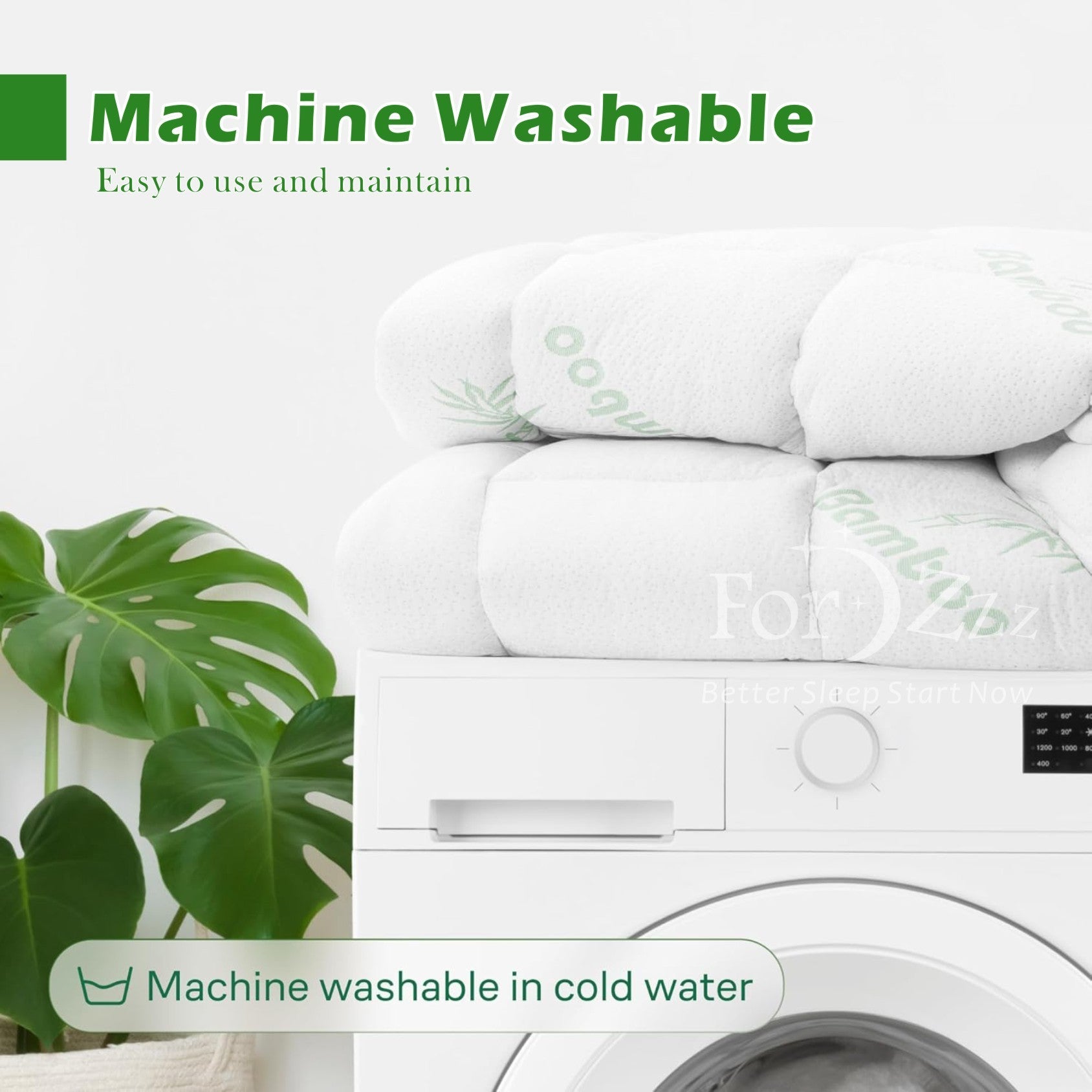 Hotel Cooling Bamboo Mattress Topper   Green Colour