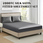 Hotel 2200TC Art Silk Satin fitted Pillowcases Sheet Set
