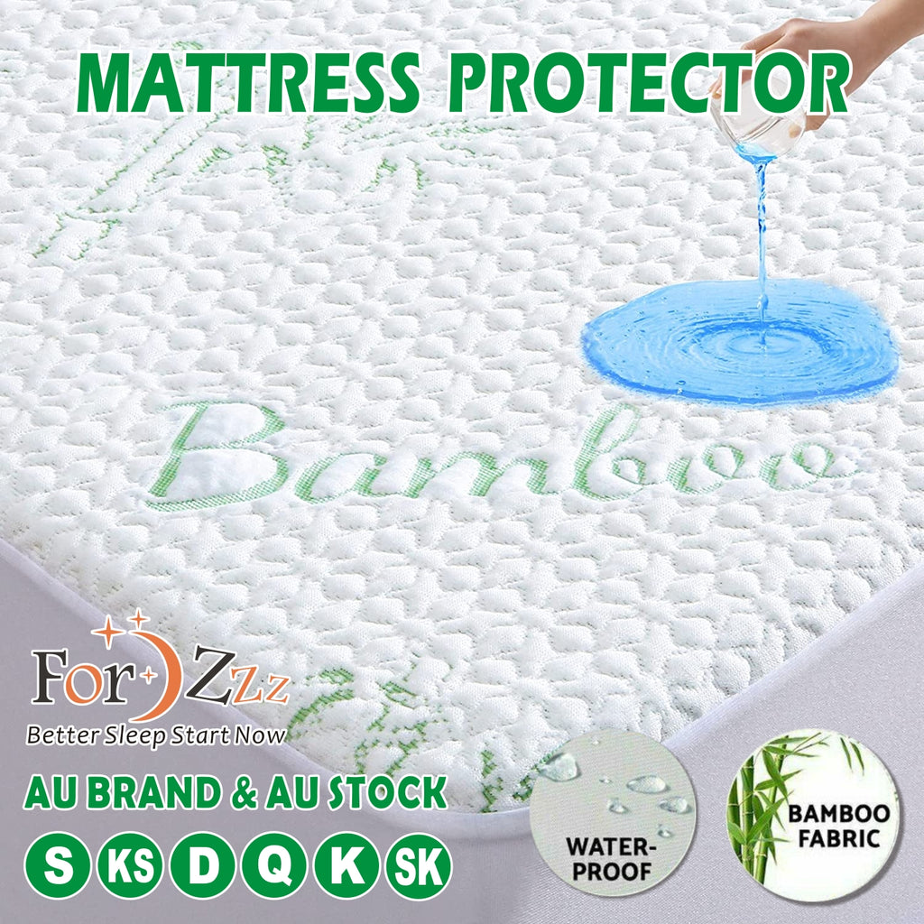 Nature Bamboo 100% Waterproof  Mattress Protector Soft Fitted Bed Cover   Green