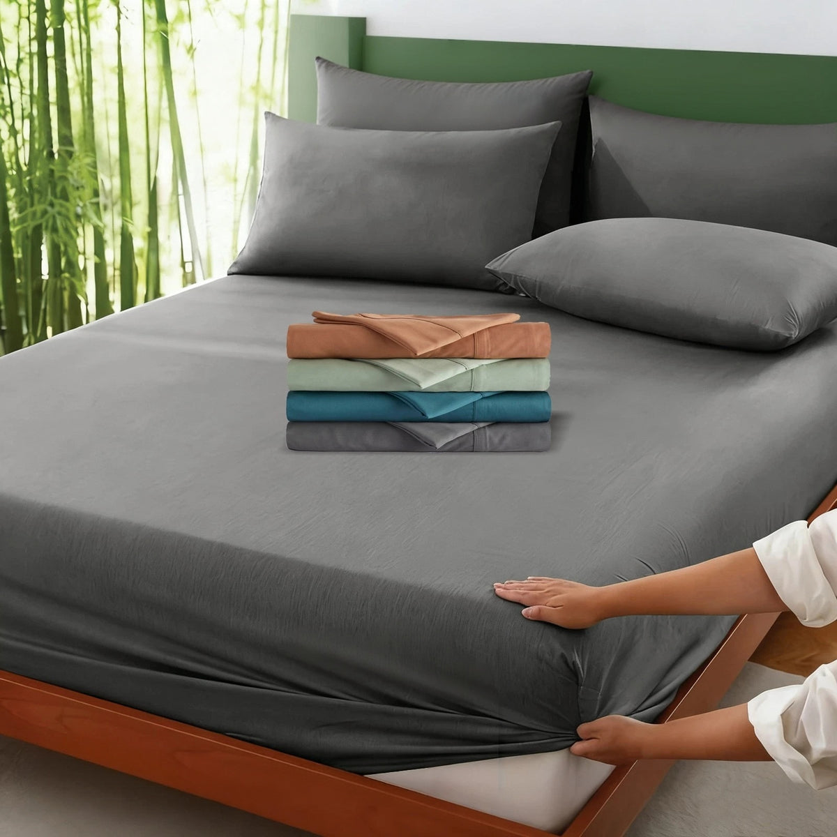 2000TC Nature Ultra Bamboo Blend Fitted Sheet &Pillowcase Set