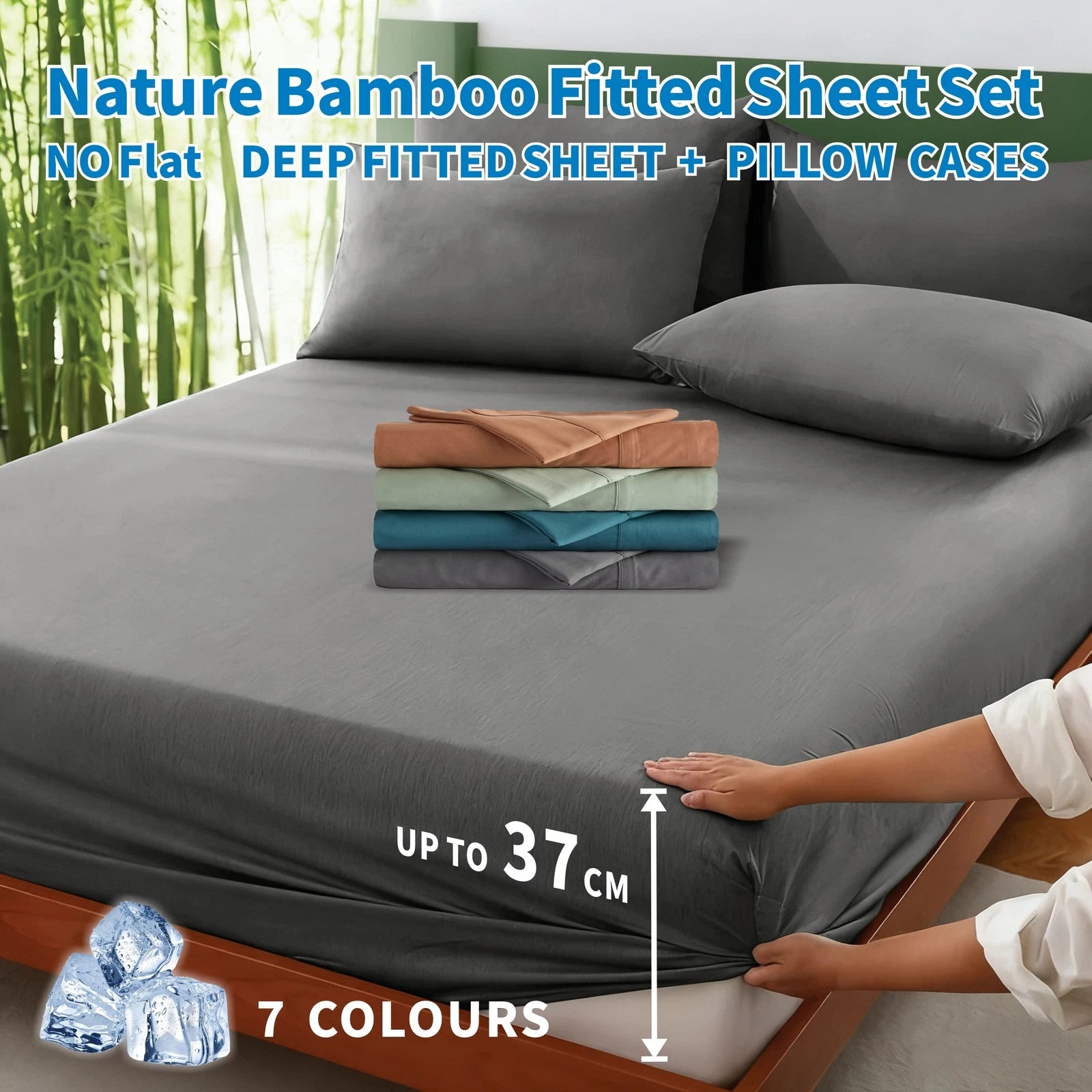2000TC Nature Ultra Bamboo Blend Fitted Sheet &Pillowcase Set