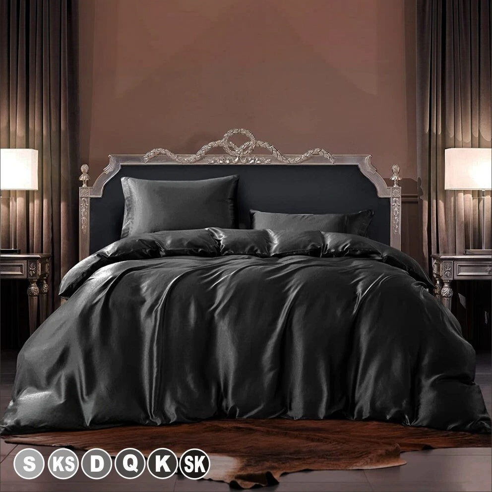 Hotel Silk Satin Quilt/Duvet Cover & Pillowcase Set