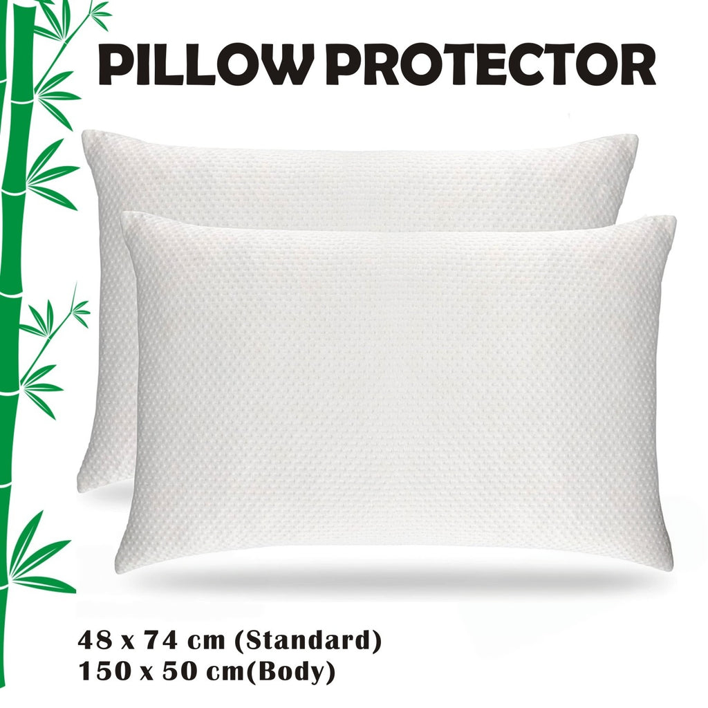 Twin pack Waterproof Bamboo Pillow Protector Cover Standard/Body Size Pillowcase