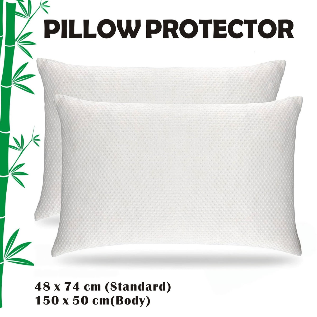 Twin pack Waterproof Bamboo Pillow Protector Cover Standard/Body Size Pillowcase