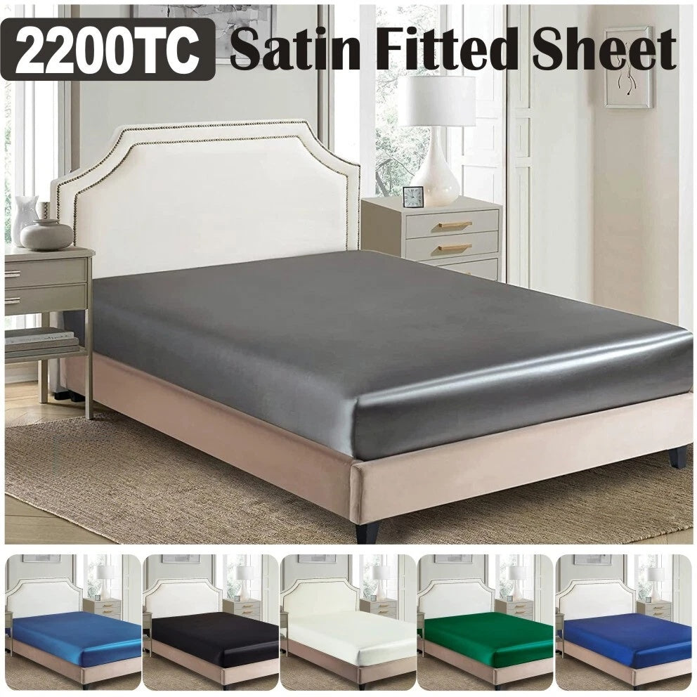 2200TC Art Silk Satin Fitted/Bottom Sheet Bed
