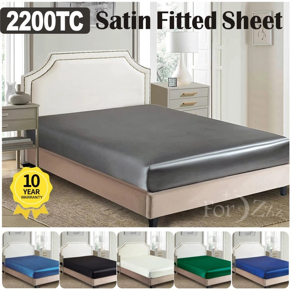 2200TC Art Silk Satin Fitted/Bottom Sheet Bed