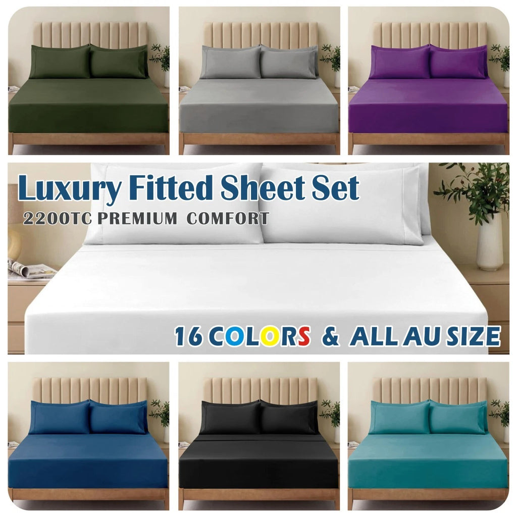 2200TC Extra Deep Fitted Sheet Set Pillowcases