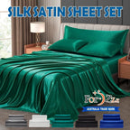 Hotel 4 Pieces Silk Satin Flat Fitted Sheet Bed Set Single Double Queen King Bed