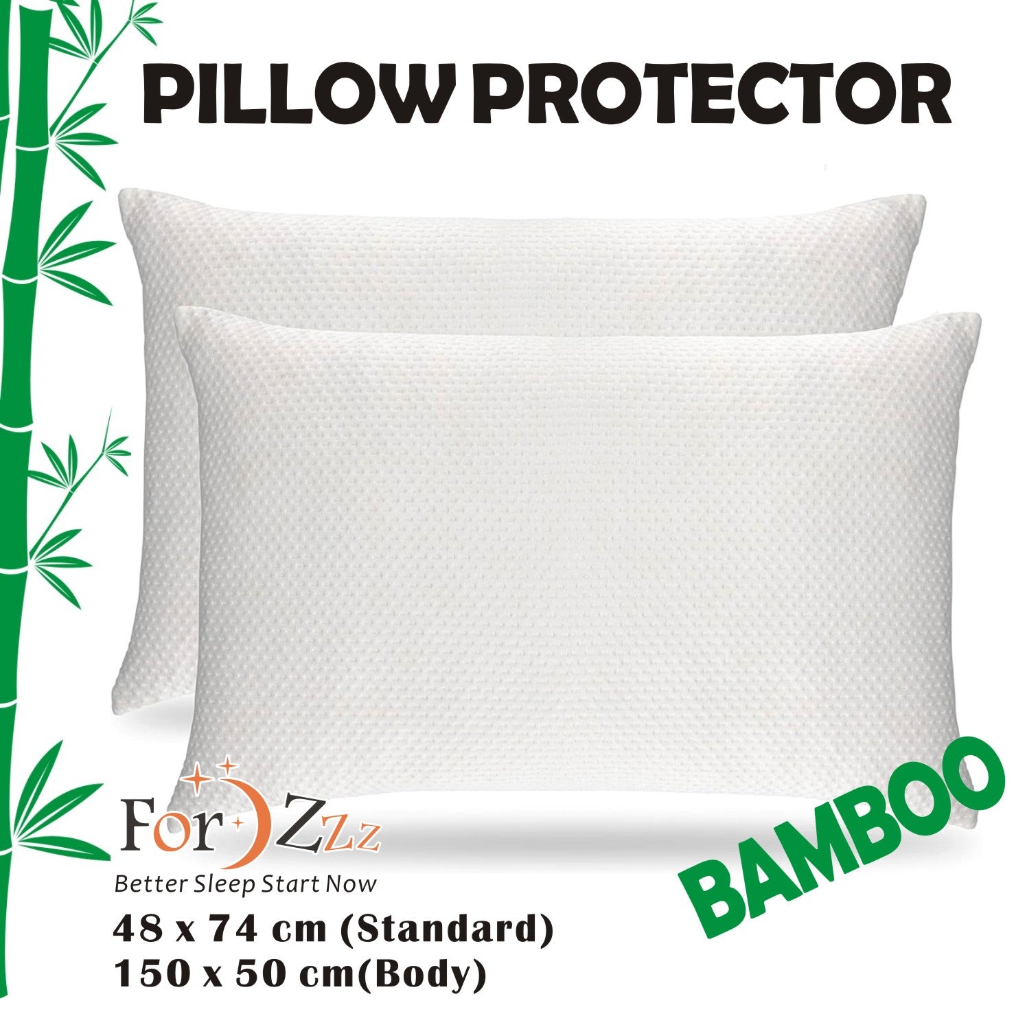 Twin pack Waterproof Bamboo Pillow Protector Cover Standard/Body Size Pillowcase