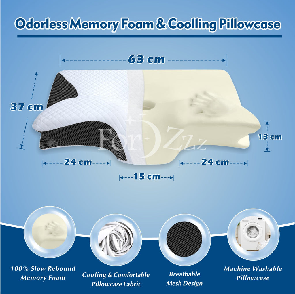Cooling Memory Foam Cervical Pillow Ergonomic Neck Support Side/Stomach Sleeper