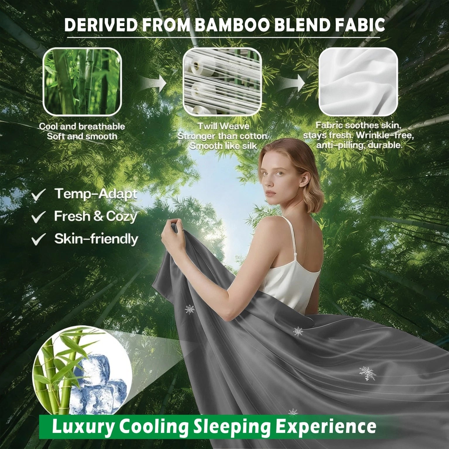 2000TC Nature Ultra Bamboo Blend Fitted Sheet &Pillowcase Set