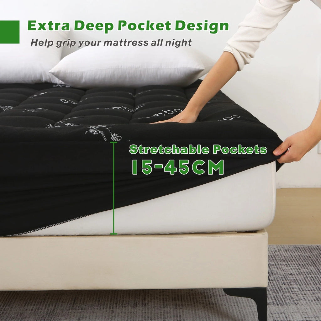 Hotel Cooling Bamboo Mattress Topper Mattress Pad Double Queen King Pillow Top