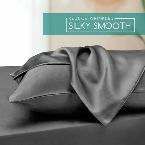 2000TC 6 Pieces Silk Satin Flat Fitted Sheet Bed Set