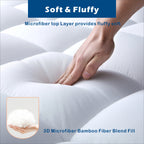 Hotel 1000GSM Bamboo Pillowtop Mattress Topper Protector Thick 3D Snow Down Fill   White