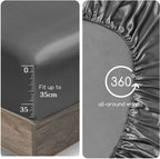 2000TC 6 Pieces Silk Satin Flat Fitted Sheet Bed Set