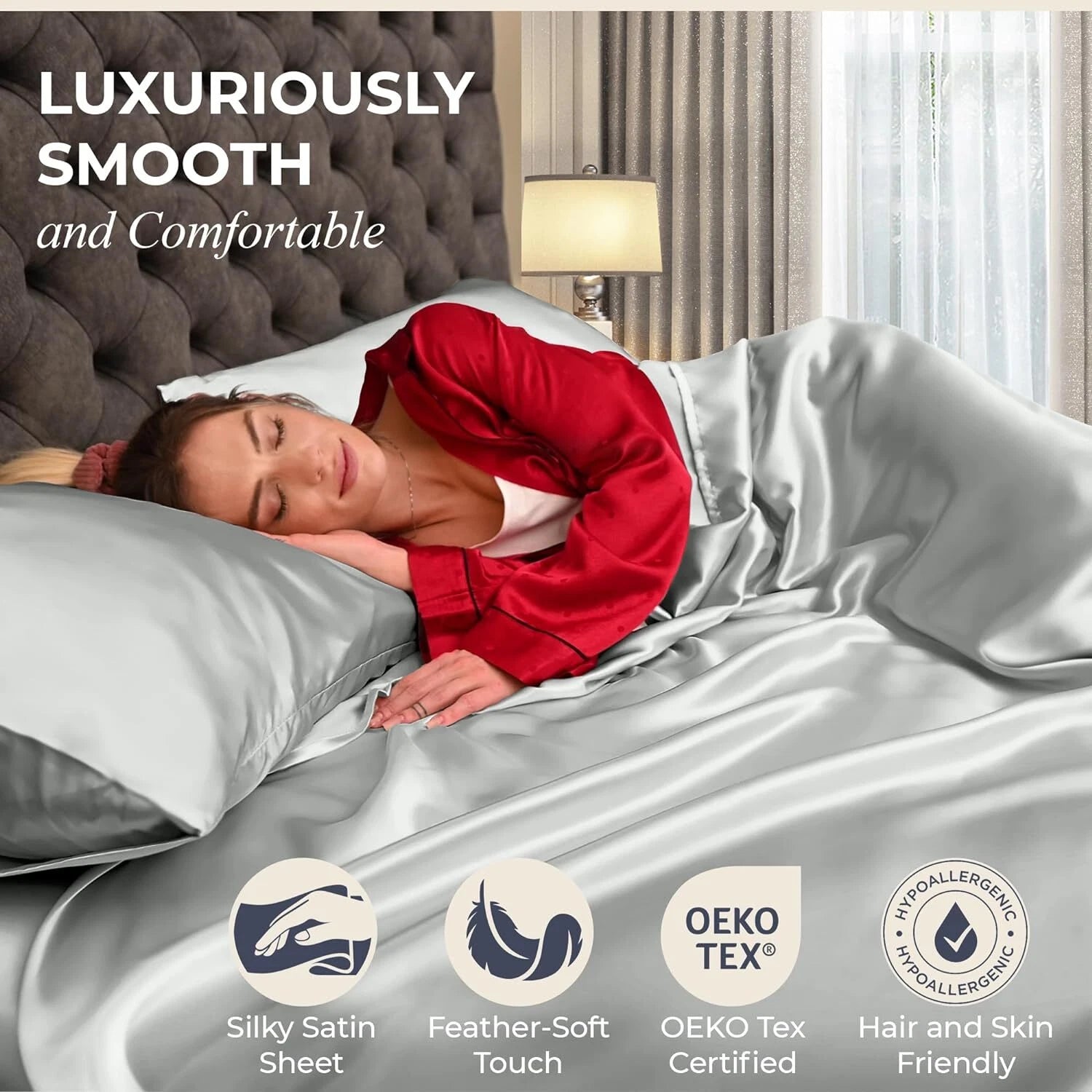 Hotel 4 Pieces Silk Satin Flat Fitted Sheet Bed Set Single Double Queen King Bed