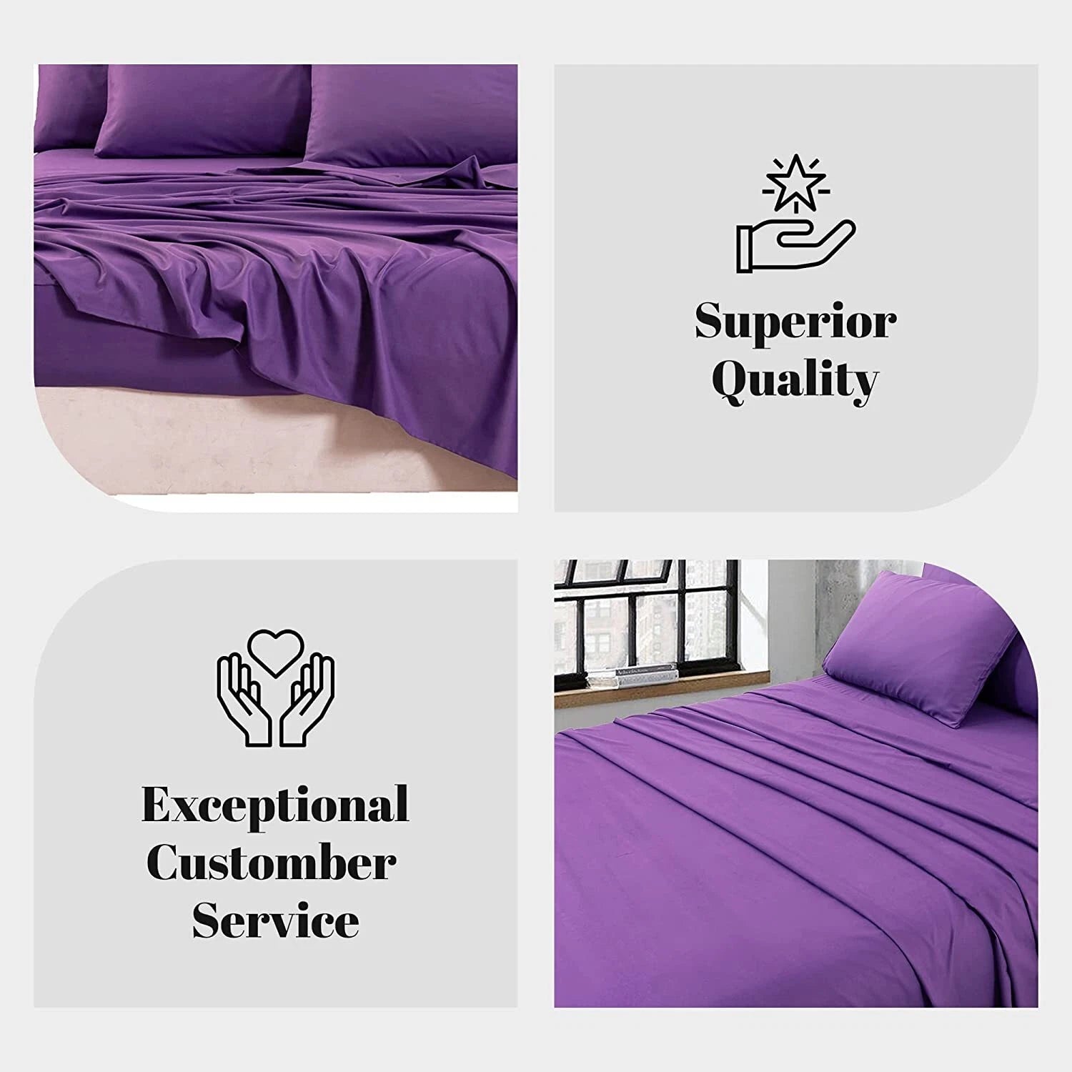 2200TC 6 Pieces Flat Fitted 4 x Pillowcases Bedding Sheet Set