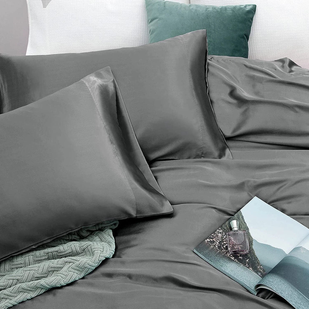 Hotel 2200TC Art Silk Satin fitted Pillowcases Sheet Set