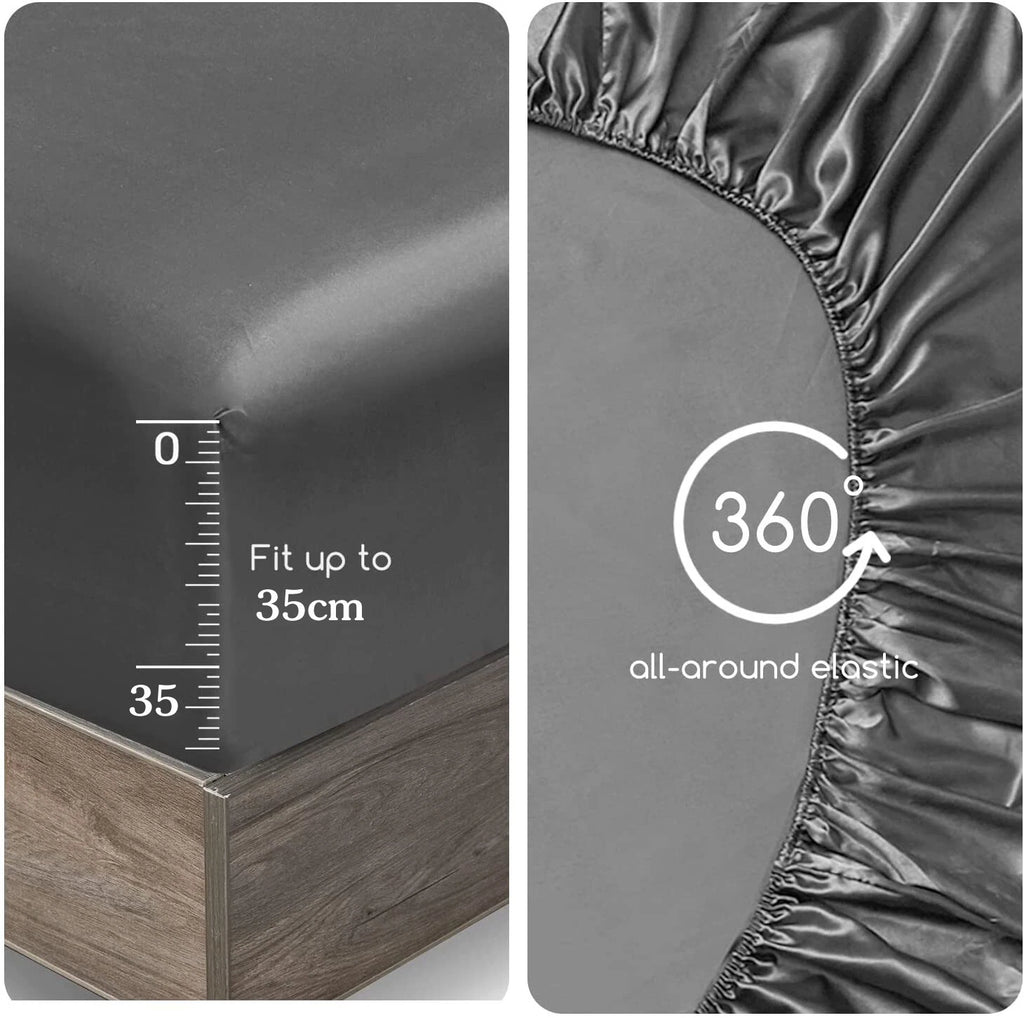 2200TC Art Silk Satin Fitted/Bottom Sheet Bed