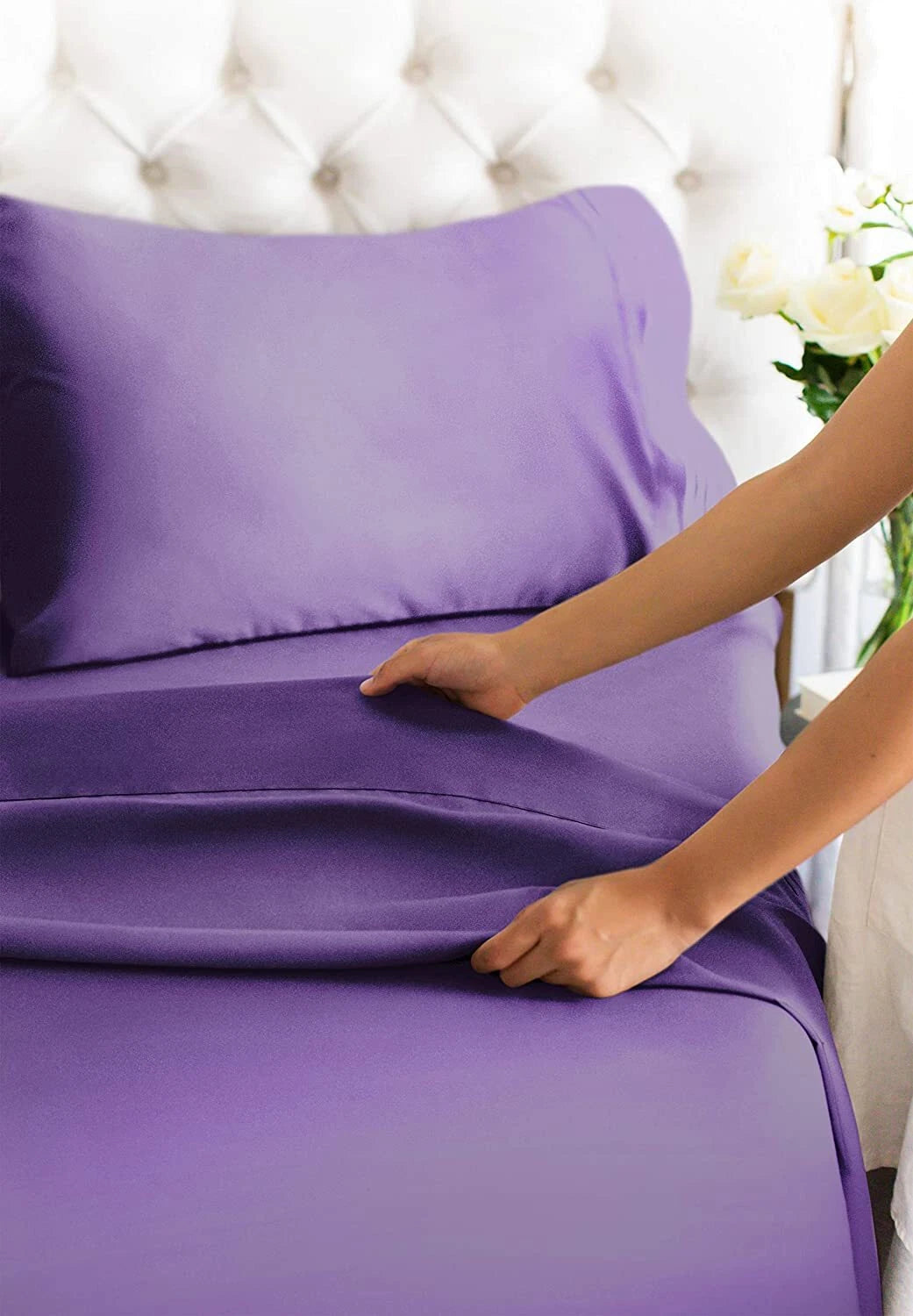 2200TC 6 Pieces Flat Fitted 4 x Pillowcases Bedding Sheet Set