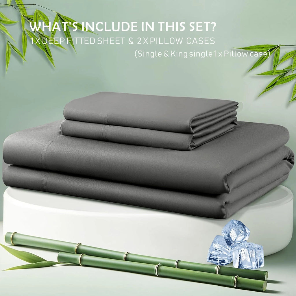 2000TC Nature Ultra Bamboo Blend Fitted Sheet &Pillowcase Set