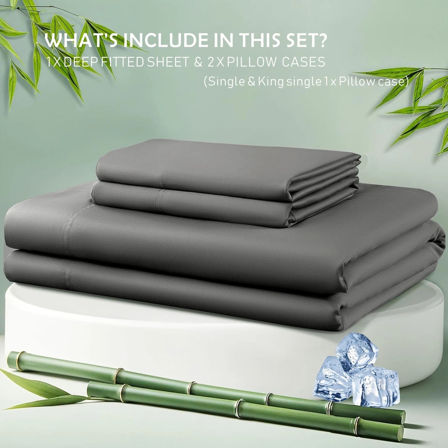 2000TC Nature Ultra Bamboo Blend Fitted Sheet &Pillowcase Set