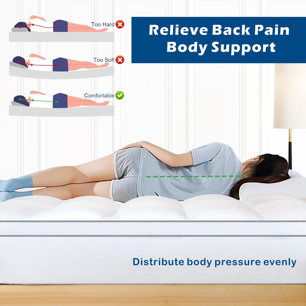 Hotel 1000GSM Bamboo Pillowtop Mattress Topper Protector Thick 3D Snow Down Fill   White