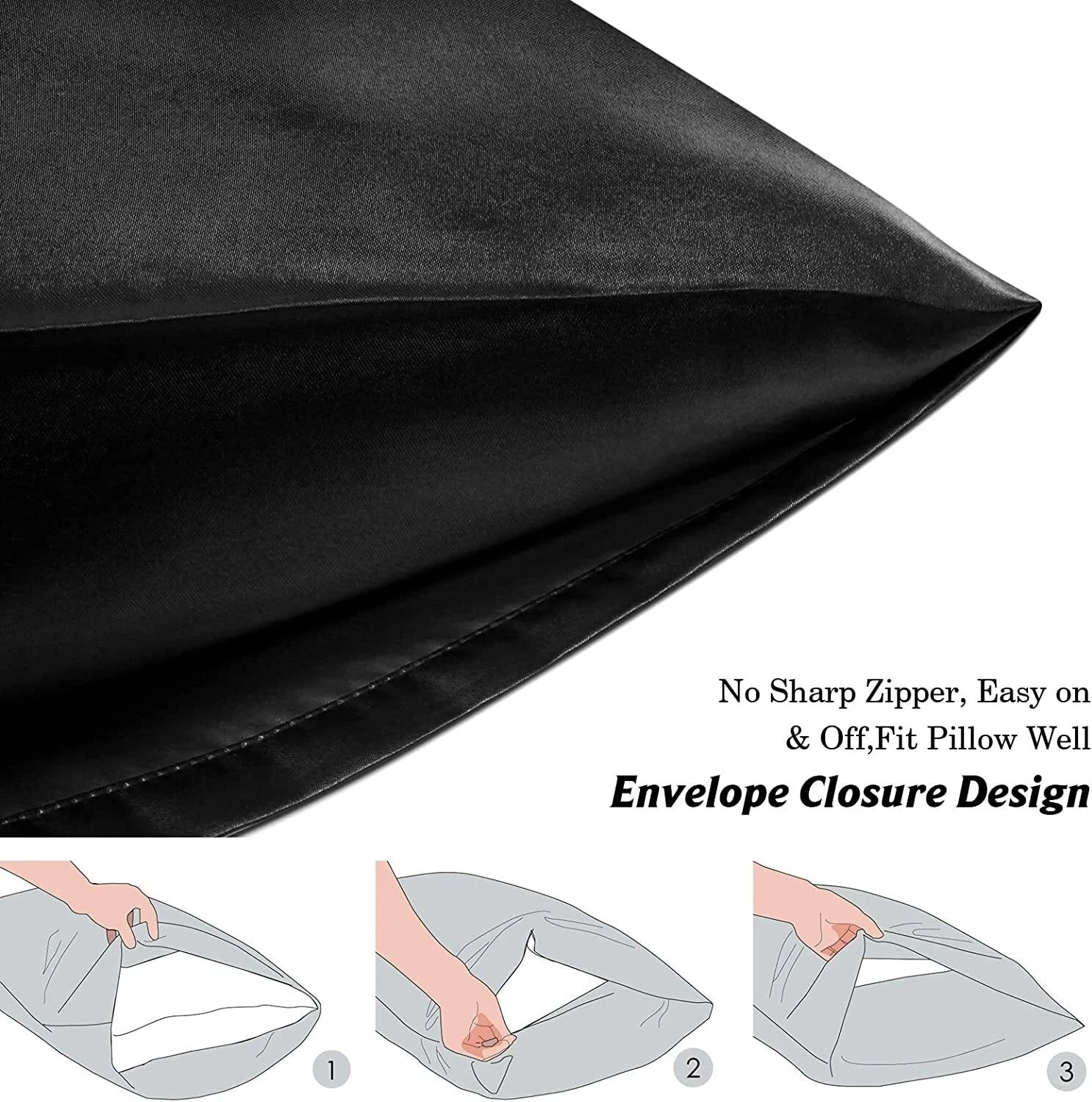 Twin Pack Satin Art Silk Pillowcases - Standard Size 48cm x 74cm | Hair & Skin Care