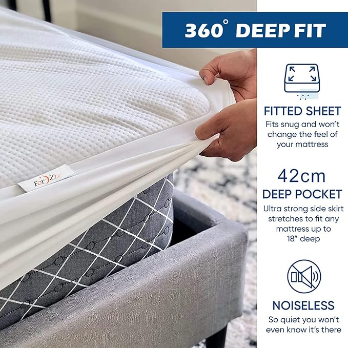 Nature Bamboo 100% Waterproof King Mattress Protector    White