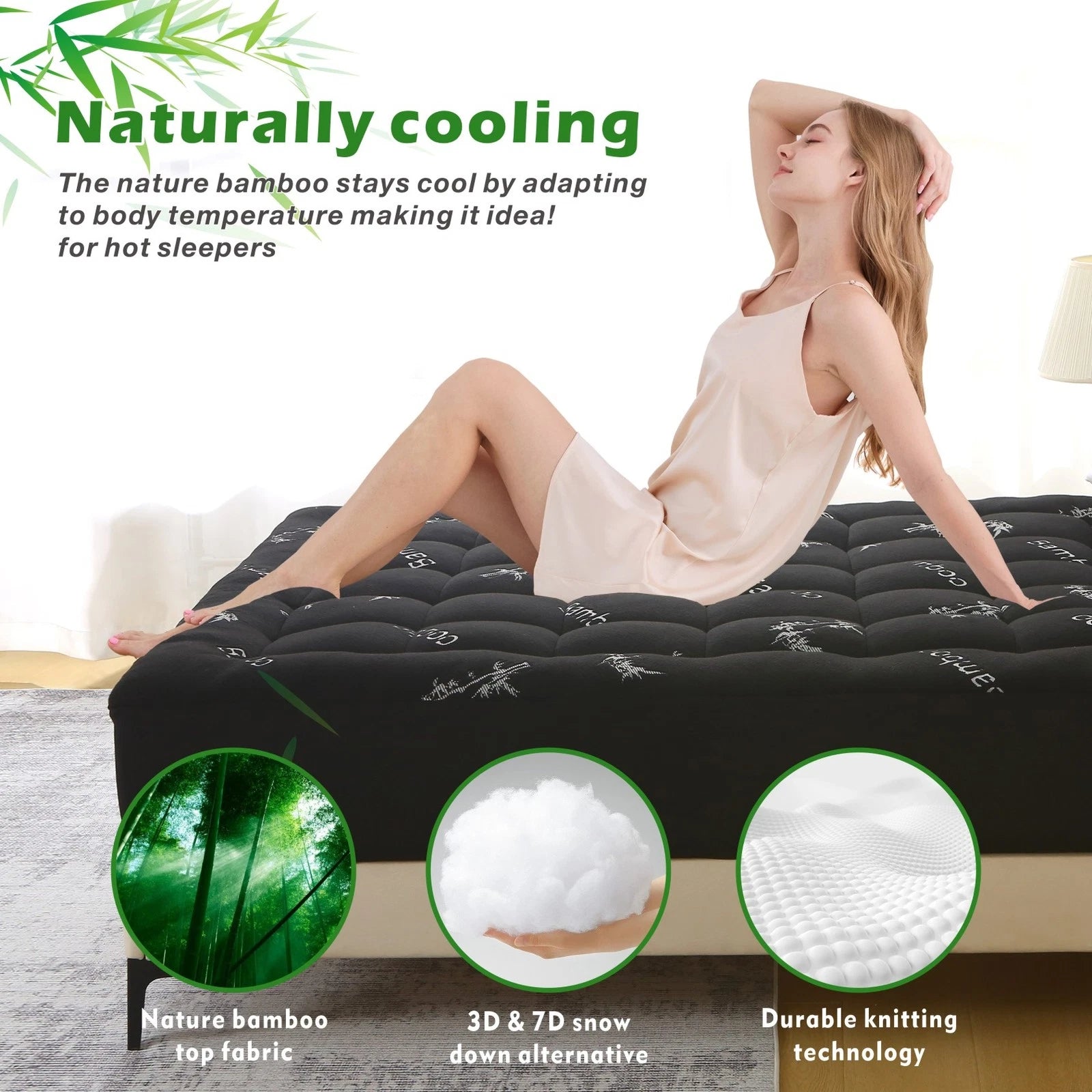 Hotel Cooling Bamboo Mattress Topper Mattress Pad Double Queen King Pillow Top