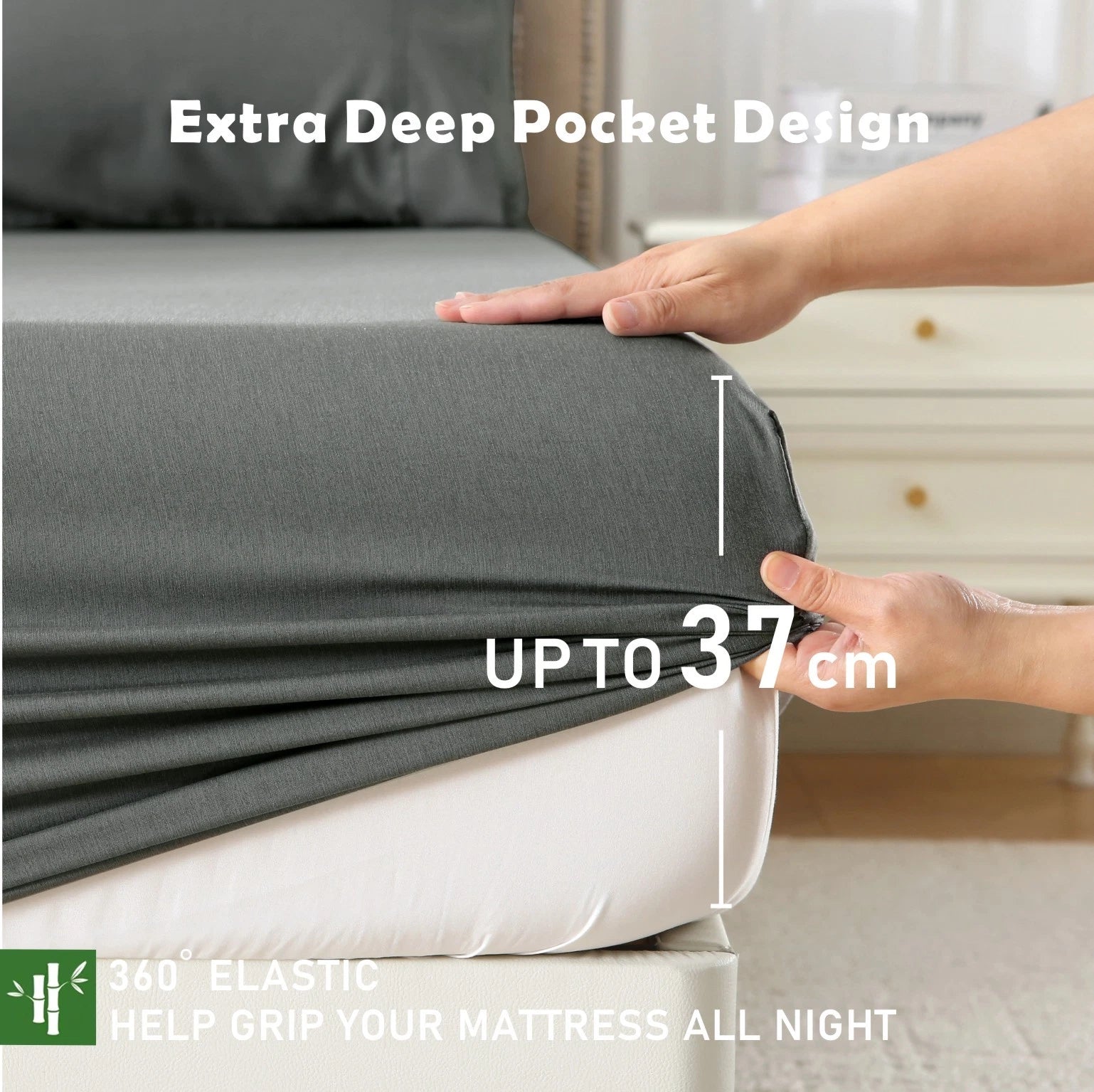 2000TC Nature Ultra Bamboo Blend Fitted Sheet &Pillowcase Set