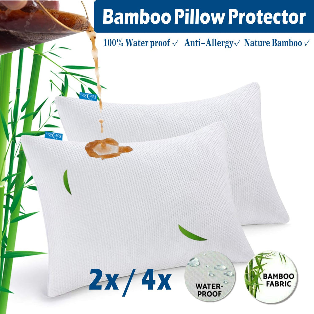 Twin pack Waterproof Bamboo Pillow Protector Cover Standard/Body Size Pillowcase