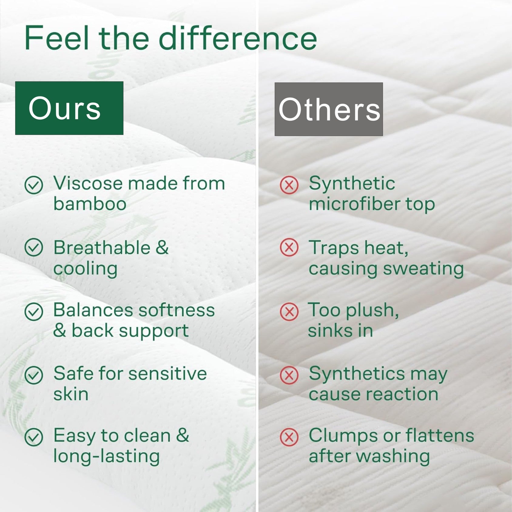 Hotel Cooling Bamboo Mattress Topper   Green Colour