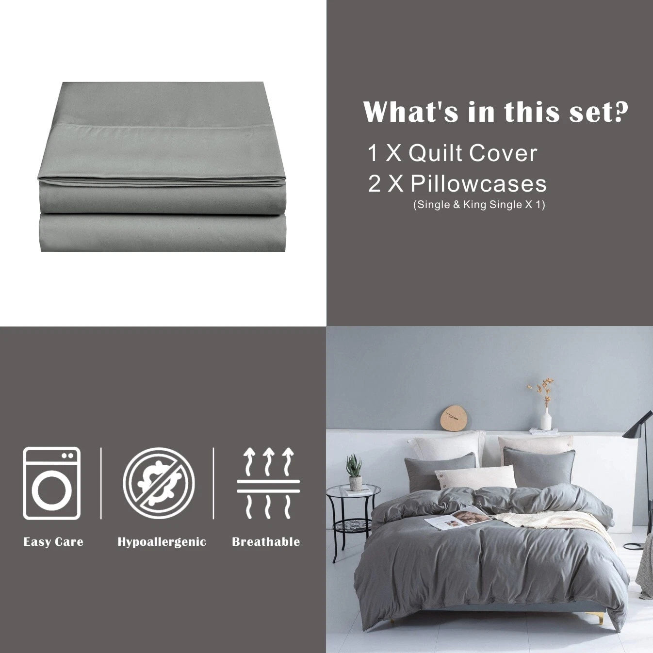 2000TC Ultra Soft Quilt/Doona Cover Set King