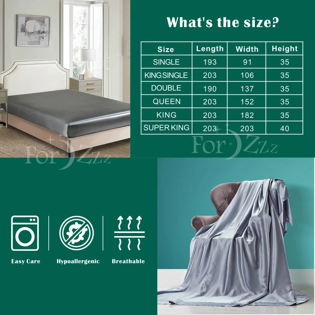 2200TC Art Silk Satin Fitted/Bottom Sheet Bed