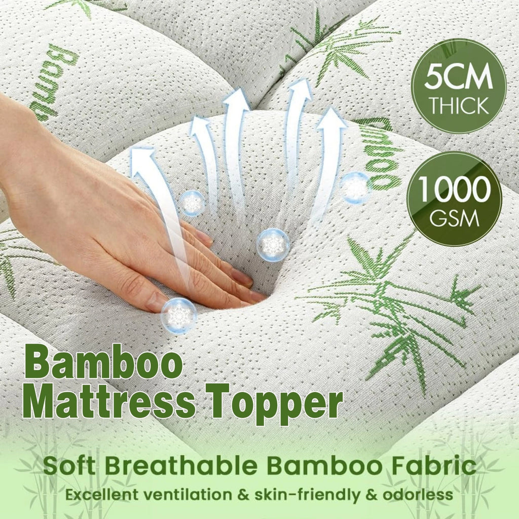 Hotel Cooling Bamboo Mattress Topper Mattress Pad Double Queen King Pillow Top