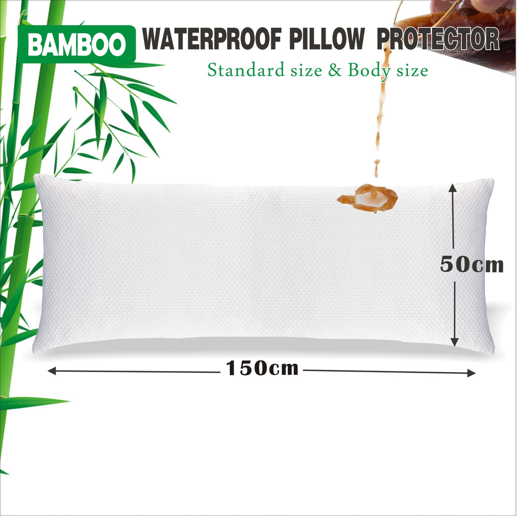 Twin pack Waterproof Bamboo Pillow Protector Cover Standard/Body Size Pillowcase