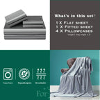 2000TC 6 Pieces Silk Satin Flat Fitted Sheet Bed Set