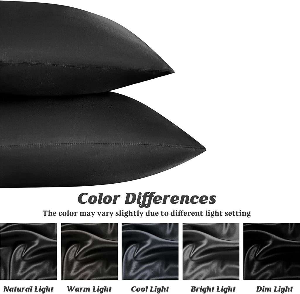 Twin Pack Satin Art Silk Pillowcases - Standard Size 48cm x 74cm | Hair & Skin Care