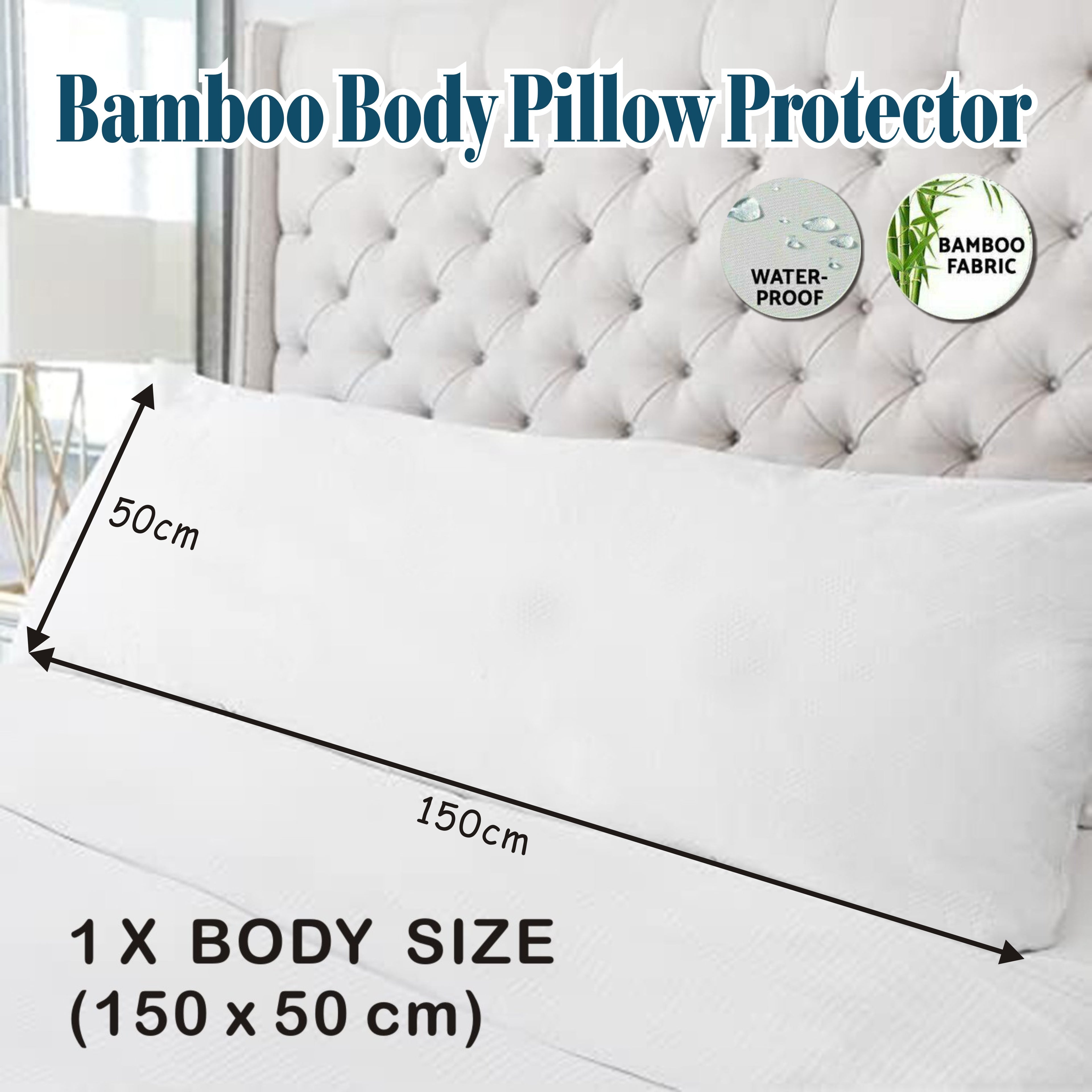 Twin pack Waterproof Bamboo Pillow Protector Cover Standard/Body Size Pillowcase