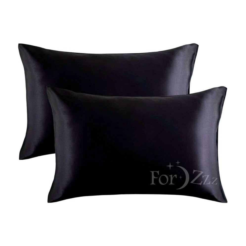 Twin Pack Satin Art Silk Pillowcases - Standard Size 48cm x 74cm | Hair & Skin Care
