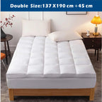 Hotel 1000GSM Bamboo Pillowtop Mattress Topper Protector Thick 3D Snow Down Fill   White