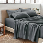 2200TC 6 Pieces Flat Fitted 4 x Pillowcases Bedding Sheet Set