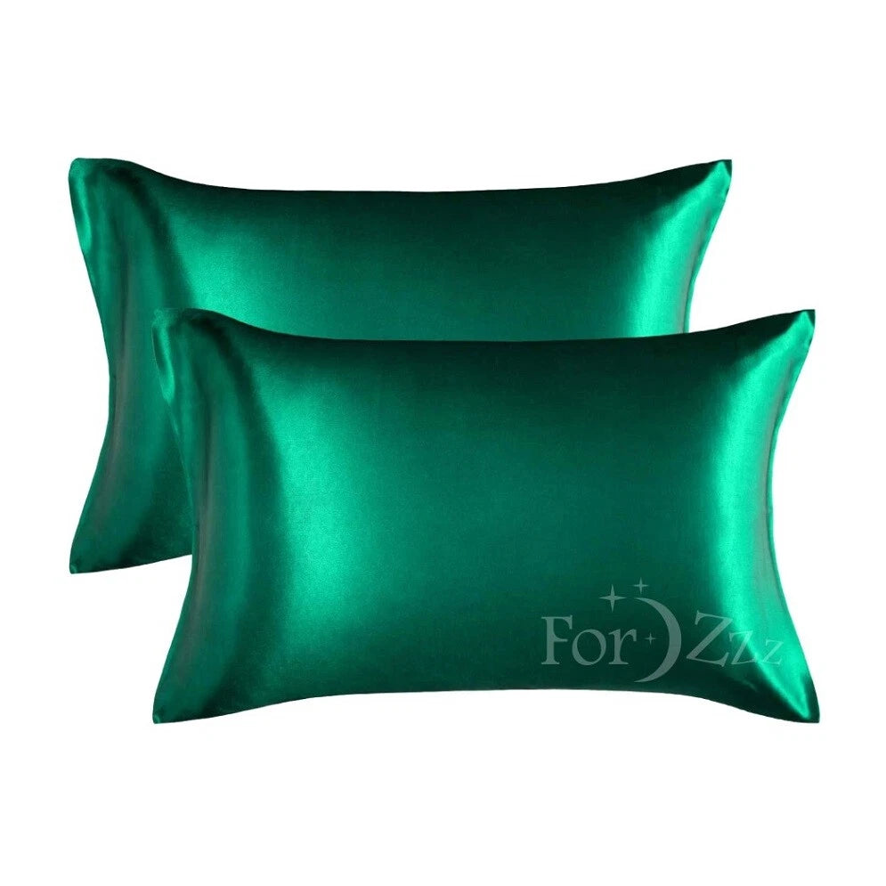 Twin Pack Satin Art Silk Pillowcases - Standard Size 48cm x 74cm | Hair & Skin Care
