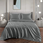 Hotel 4 Pieces Silk Satin Flat Fitted Sheet Bed Set Single Double Queen King Bed