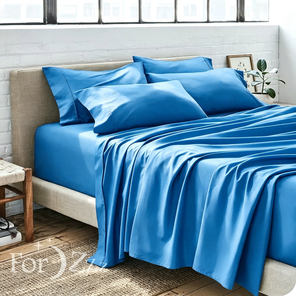 6 Pieces Flat Fitted 4 x Pillowcases Bedding Sheet Set