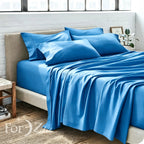 6 Pieces Flat Fitted 4 x Pillowcases Bedding Sheet Set