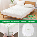 Nature Bamboo 100% Waterproof  Mattress Protector Soft Fitted Bed Cover   Green